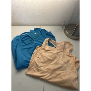 Lot of 2  Avia Women M 8 Racerback  Tank Top WorkOut Gym Athletic Peach Teal‎
